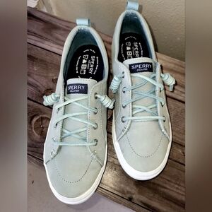 Beautiful mint suede Sperry sneakers with leather laces.